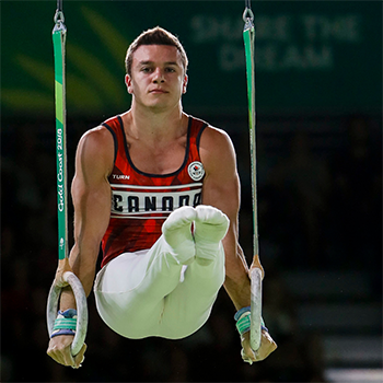 All-around gymnast Rene Cournoyer hopes to follow in the medal-winning footsteps of his mentor Kyle Shewfelt