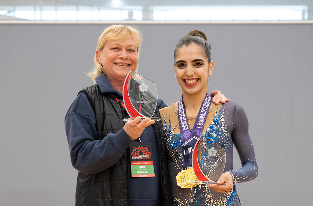 Senior athlete of the year Suzanna Shahbazian and coach Natalia Popova