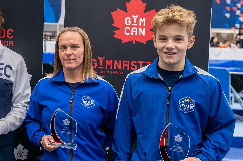 Junior athlete of the year Brayden Renou with coach Jamie Gardner